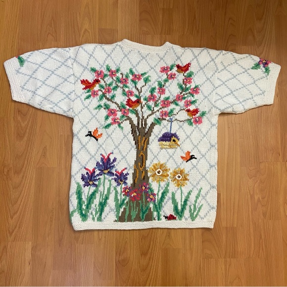 NWT Signatures by Northern Isles Women’s Birds & Flowers Knit Button Up Small - Picture 3 of 13